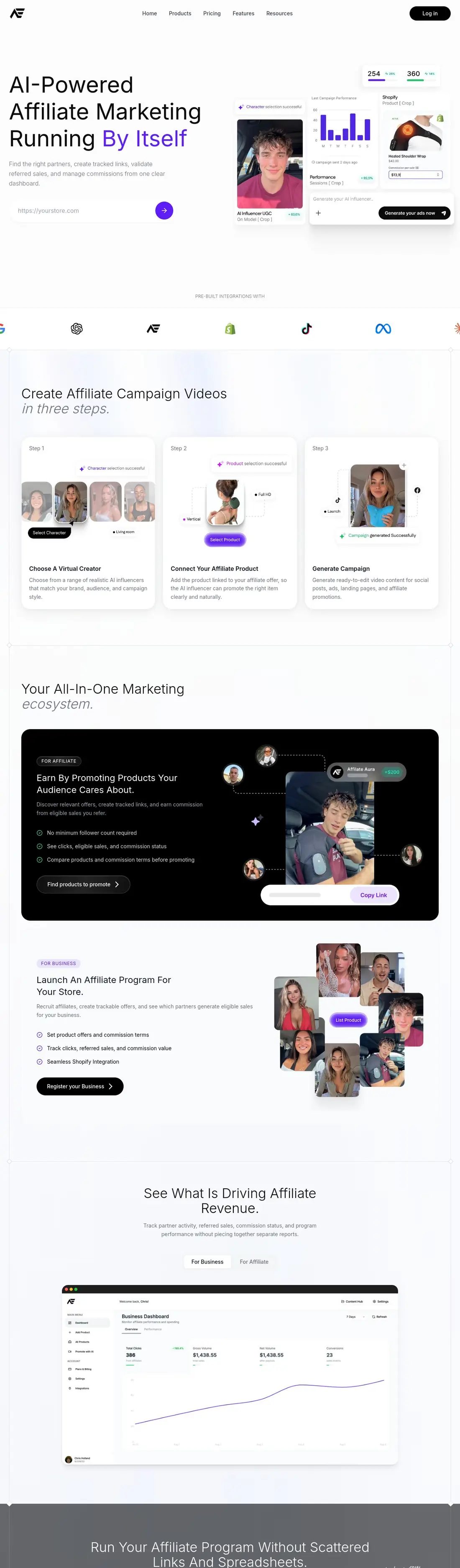 Affiliate Aura dashboard bringing brands and affiliates together